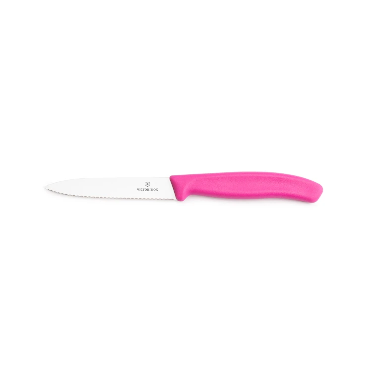 Nóż do warzyw i owoców Victorinox 6.7736.L5 - 10 cm prosty z ząbkami różowy