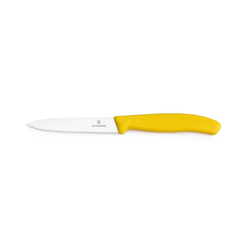 Nóż do warzyw i owoców Victorinox 6.7736.L8 - 10 cm prosty z ząbkami żółty 