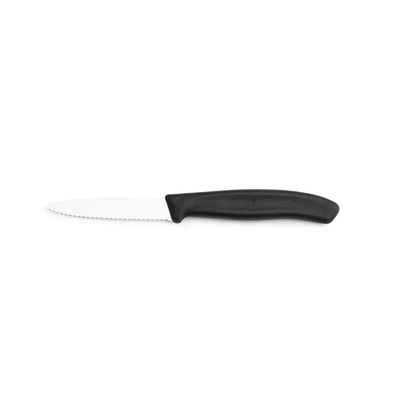 Nóż do warzyw i owoców Victorinox 6.7633  - 8 cm prosty z ząbkami czarny