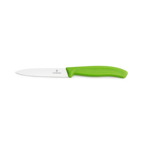 Nóż do warzyw Victorinox 6.7736.L4 - 10 cm prosty z ząbkami zielony