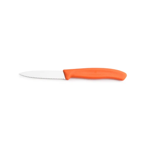 Nóż do warzyw i owoców Victorinox 6.7639.C1 - 8 cm prosty ząbkowany pomarańczowy
