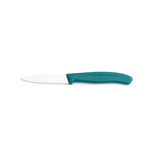 Nóż do warzyw i owoców Victorinox 6.7634.C1 - 8 cm prosty ząbkowany zielony