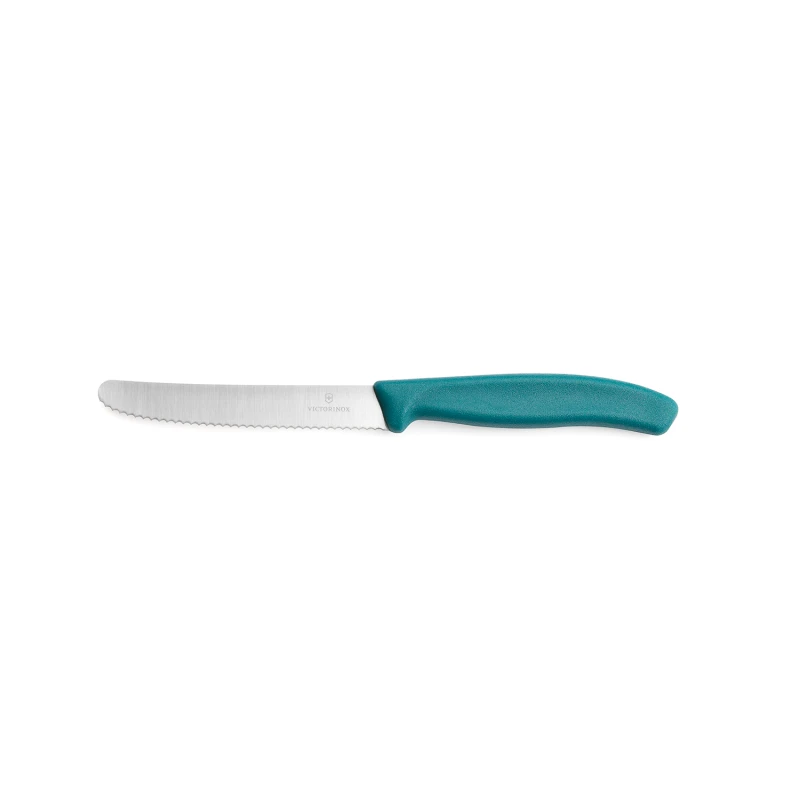 Nóż do warzyw i owoców Victorinox  6.7834.C1 - 11 cm prosty ząbkowany turkusowy