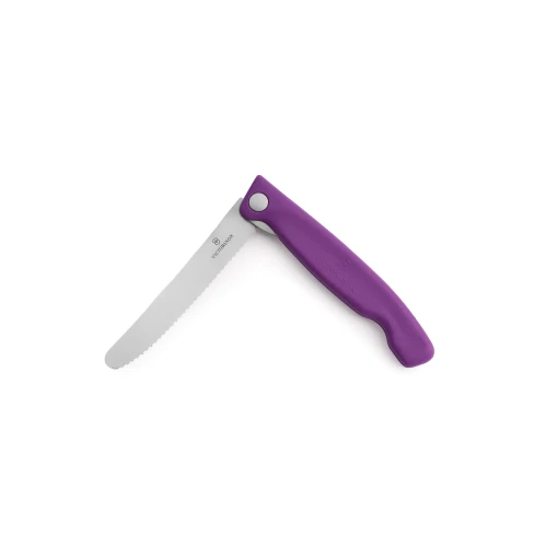 Nóż do warzyw składany Victorinox 6.7835.FC1 - 11 cm z ząbkami fioletowy