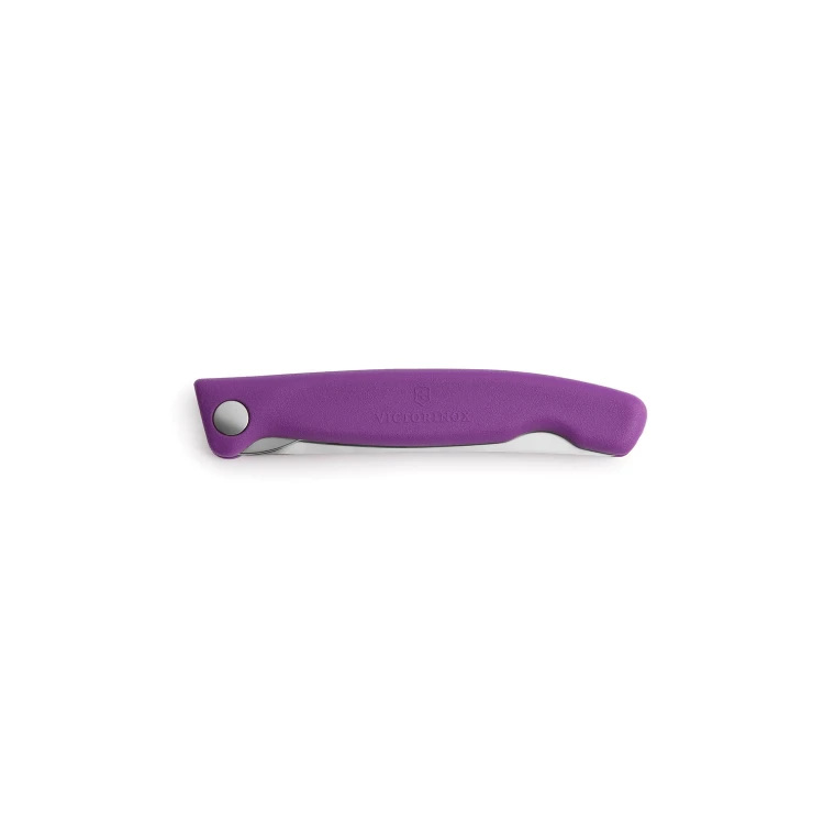 Nóż do warzyw składany Victorinox 6.7835.FC1 - 11 cm z ząbkami fioletowy
