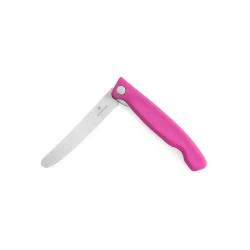Nóż do warzyw składany Victorinox 6.7836.F5B - 11 cm z ząbkami różowy