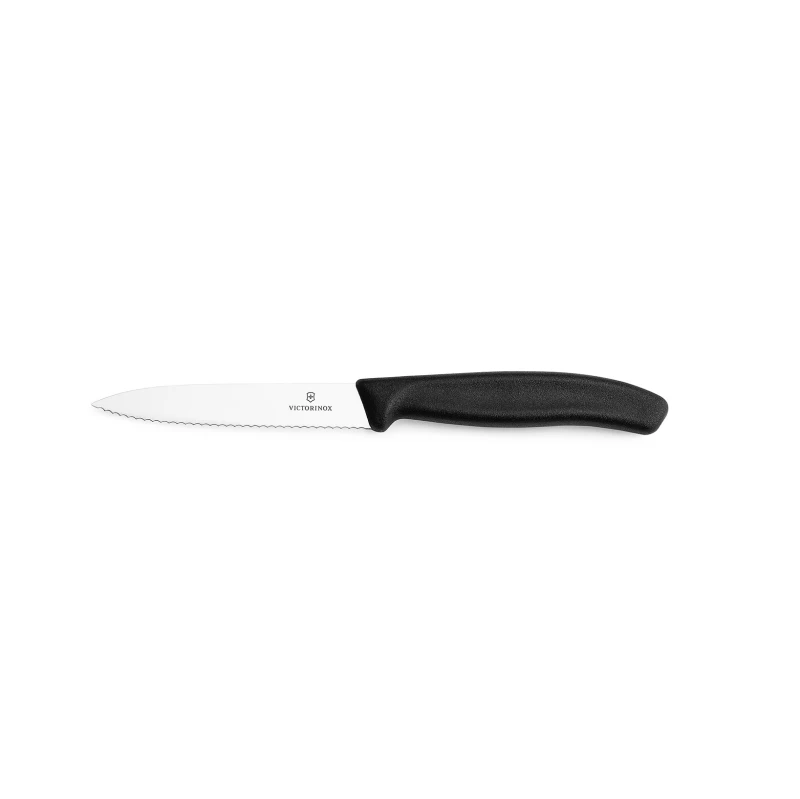 Nóż do warzyw i owoców Victorinox  6.7733 - 10 cm prosty ząbkowany  czarny