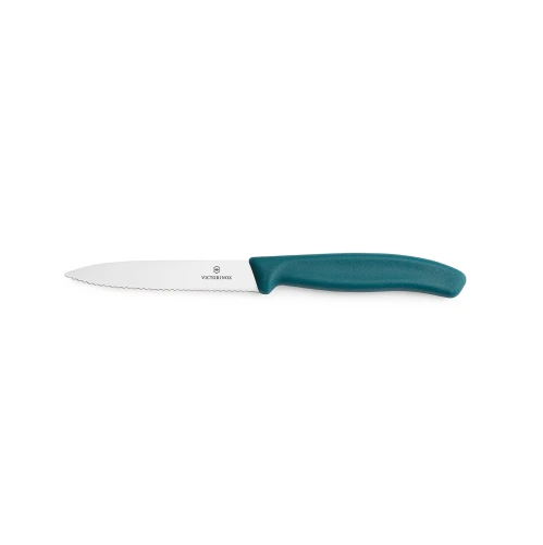 Nóż do warzyw i owoców Victorinox 6.7734.C1 - 10 cm prosty ząbkowany turkusowy
