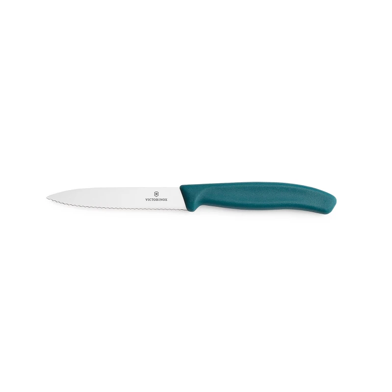 Nóż do warzyw i owoców Victorinox  6.7734.C1 - 10 cm prosty ząbkowany  turkusowy