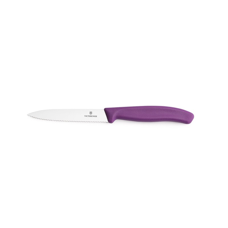 Nóż do warzyw i owoców Victorinox  6.7735.C1 - 10 cm prosty ząbkowany  fioletowy